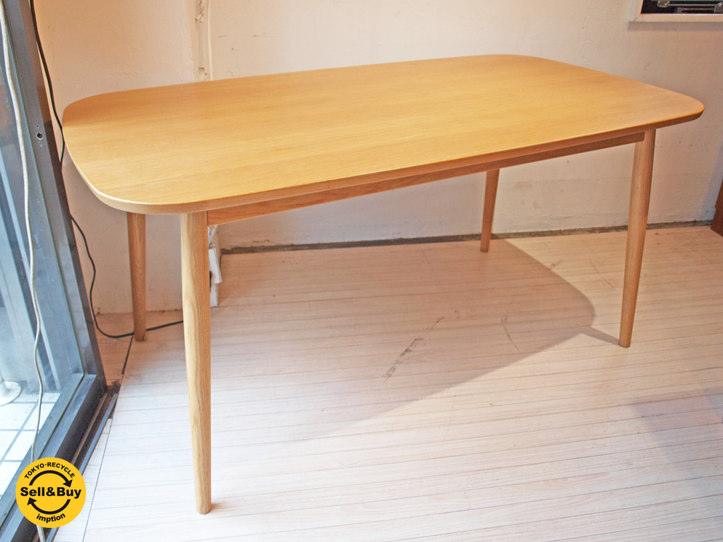 無印良品 MUJI オーク材 ダイニングテーブル 丸脚 幅150cm ～自然本来