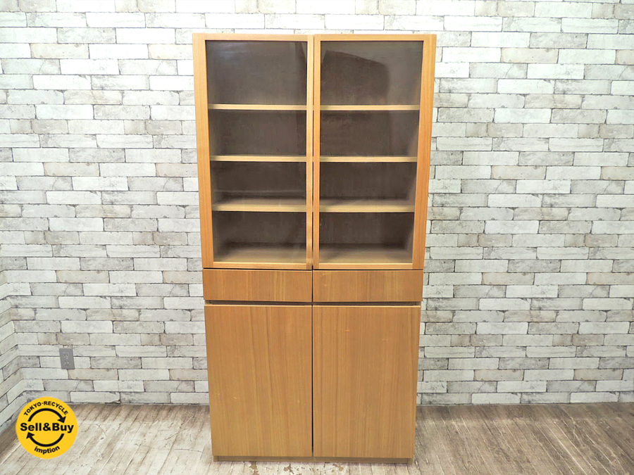 【廃盤】 希少 無印良品 タモ材 食器棚 カップボード キャビネット 人気の無印良品の木製カップボード・スリム/タモ材です