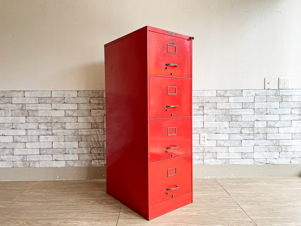 くろがね工作所 ART METAL WORKS Kurogane ジャパンビンテージ スチール製 ファイリングキャビネット 4段 鍵付き